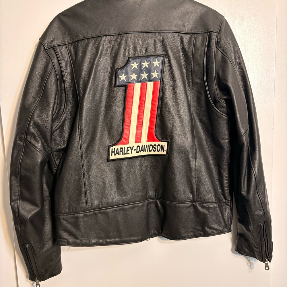 Harley Davidson Retro #1 Black Leather Jacket 97103-04VW Womens size medium
